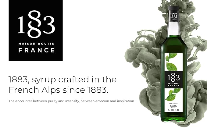 1883 Basil Syrup for Drinks Made in France 1 Liter Glass Bottle