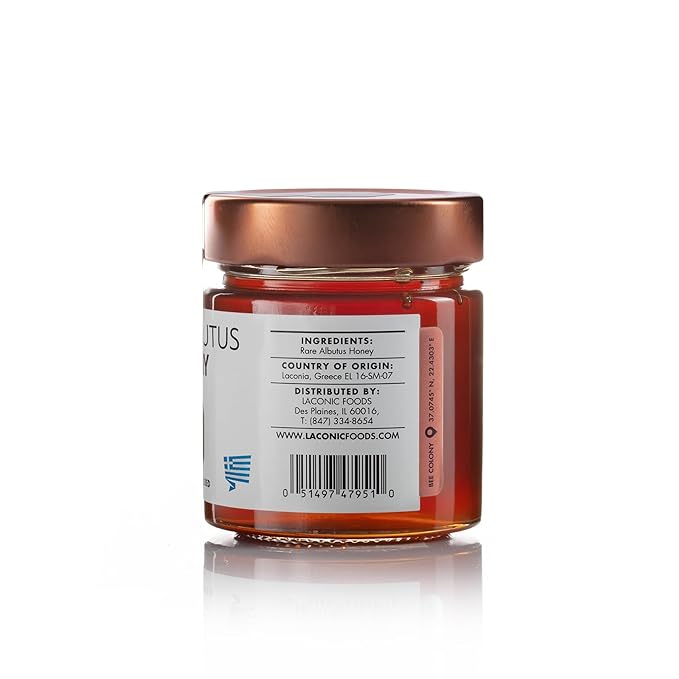 Laconic Foods | Wild Arbutus Honey – Raw Greek Forest Harvest from Taygetos Mountain | Rare Bitter Herbal Flavor | 315g Glass Jar | Single-Origin &amp Unfiltered