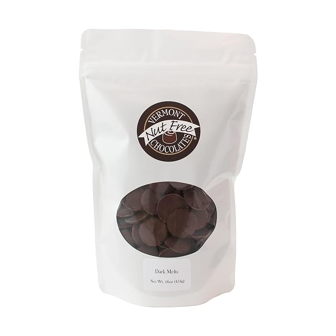 Vermont Nut Free Chocolates Melts (Dark) 16 Ounces 2 Bags Nut-Free Egg-Free Kosher