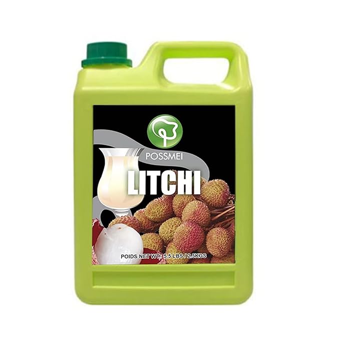 Possmei Litchi Flavored Syrup 5.5 Pound Plastic Jar 2 Pack