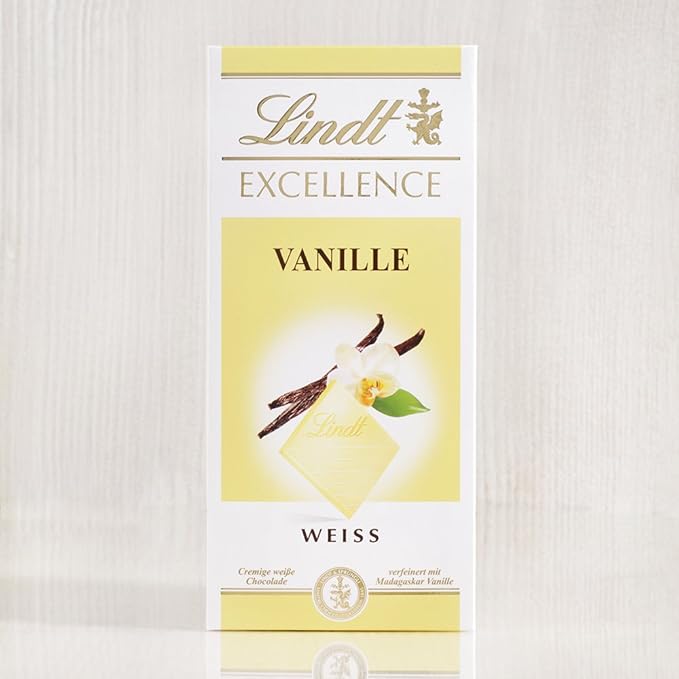 Lindt Excellence White a Touch of Vanilla Chocolate Bar 100 g (Pack of 4)