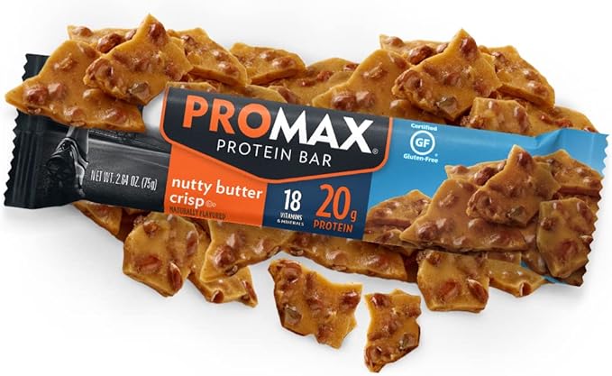 Promax Protein Bar Nutty Butter Crisp 20g High Protein Gluten Free 12 Count