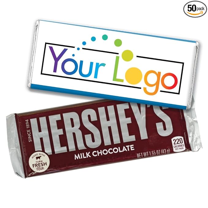 50 Pcs Personalized Candy Promotional Products Add Your Logo Chocolate Bars - Royal Blue
