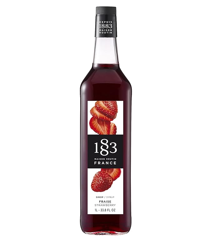 1883 Strawberry Syrup for Drinks Made in France 1 Liter Glass Bottle