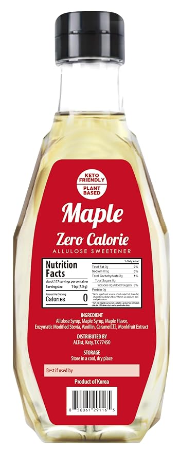 ALTist Allulose Syrup Sweetener – Zero Calorie Liquid Sugar Alternative Keto Vegan Non-GMO Plant-Based | 1:1 Sugar Replacement No Net Carbs Zero Fat 17.7 fl oz x 2 Bottle - Maple