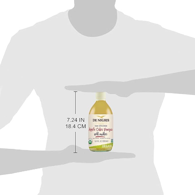 De Nigris Organic Apple Cider Vinegar Raw &amp Unfiltered 169 Oz (Pack of 2) | Apple Cider Vinegar With Mother A Source Of Functional Elements For The Balance Of Metabolism | Organic