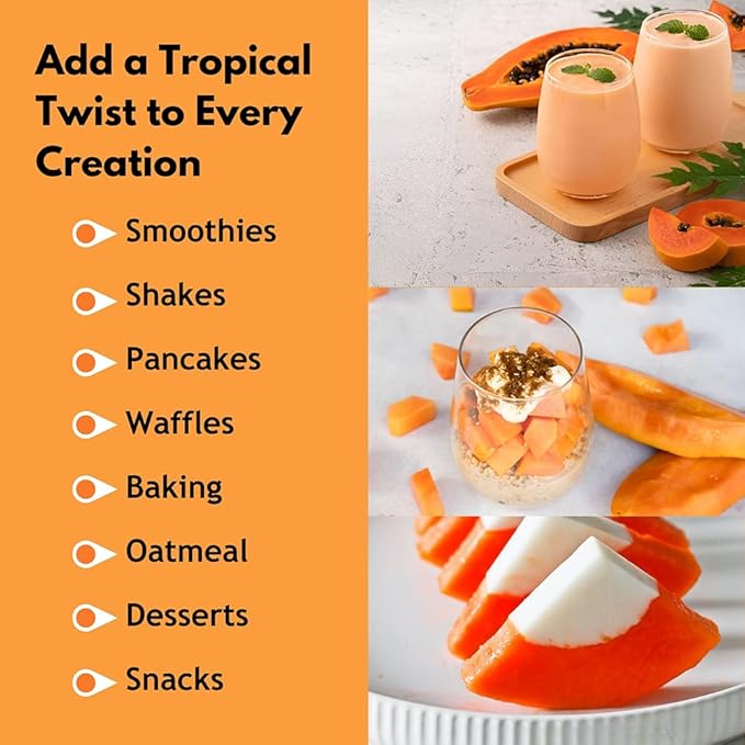 Papaya Fruit Powder 227g | 100% Natural Papaya Powder 8 oz for Juices Smoothies Milk Shakes Fruit Salads | Free from Preservatives Artificial Colors | Vegan Gluten-Free (Pack of 2)