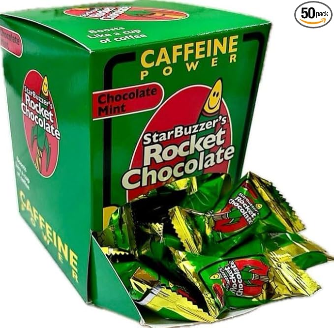 Rocket Chocolate Milk Chocolate Mint Flavored Caffeinated Chocolate Truffles 50 count Mini