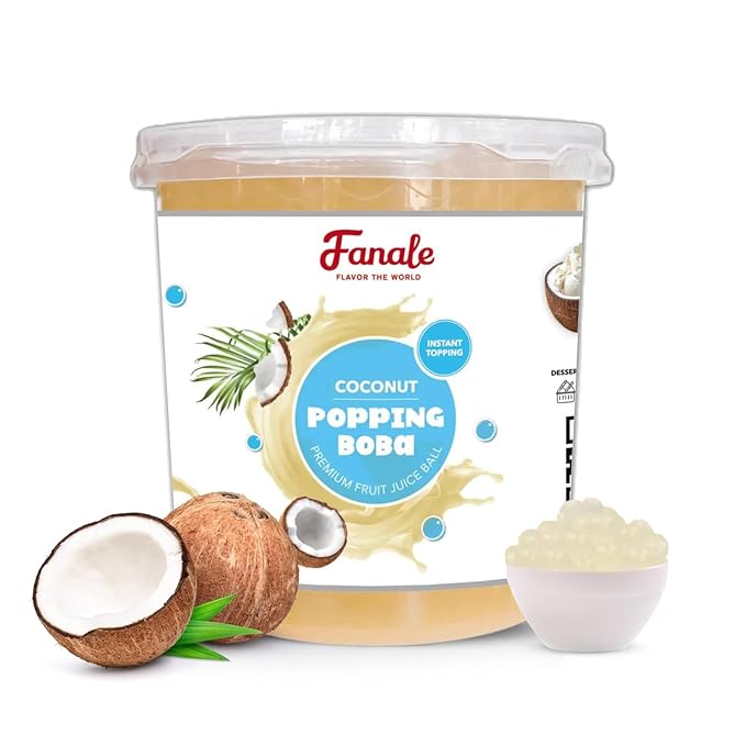 Fanale Popping Boba Pearls for Bubble Tea - 7 lb | Coconut Flavor | Bursting Boba Pearls Bubble | Fruit Juice Flavor for Shakes Dessert Smoothie