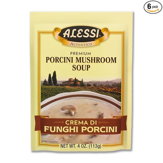 Alessi Autentico Premium Soups Traditional Flavors 4oz (Porcini Mushroom Pack of 6)