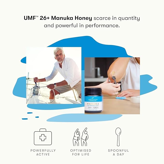 New Zealand Honey Co. Raw Manuka Honey UMF 26+ / MGO 1282+ | 8.8oz Authentic UMF &amp MGO Certified Traceable Hive to Home