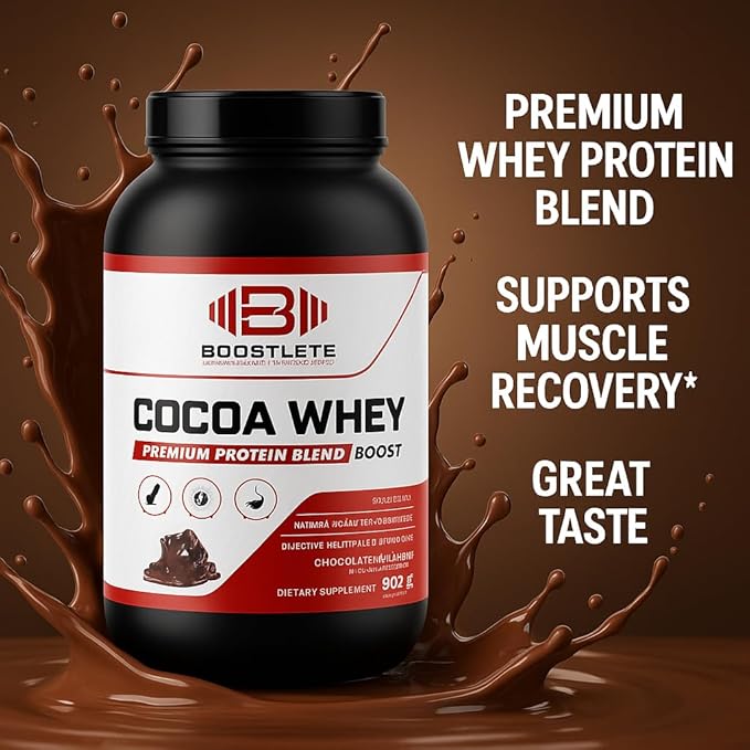 Cocoa WHEY Protein Powder – Chocolate Flavor | Premium Whey Protein Concentrate &amp Isolate Blend | Supports Muscle Growth Recovery &amp Energy | GMP Certified Non-GMO USA-Made (2 lbs)