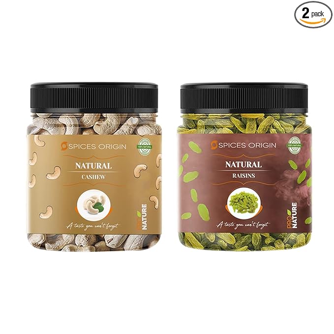Spices Origin Dry Fruits Combo Pack - (250g * 2) 500g (Cashew Nuts Raisins) - All Premium Deepawali Gift Pack For Family Friends Corporate Office Gifts Combo_Packing May Vary