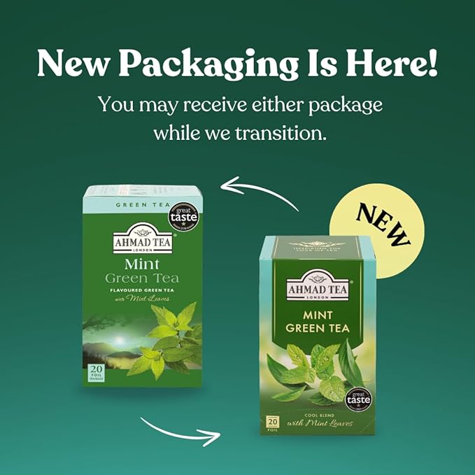 Ahmad Tea Mint Green Tea (formerly Mint Mystique) Flavored Green Tea with Mint Leaves 20ct (Pack of 6)