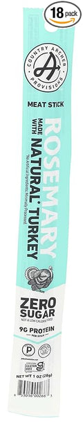 Country Archer Rosemary Flavored Turkey Snack Sticks Gluten Free Zero Sugar 1 Ounces (Pack Of 18)