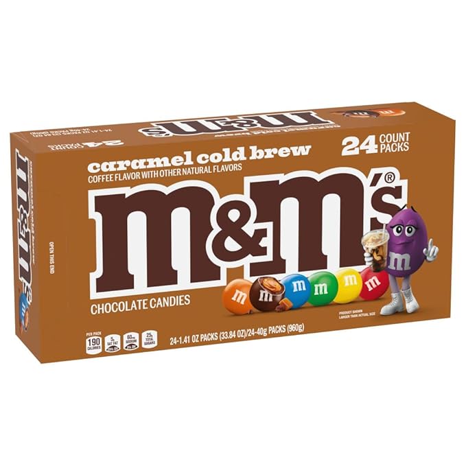 M&ampM'S Caramel Cold Brew Chocolate Candy Bulk Box of 24 Ct 33.82 Oz