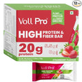 Voll Pro Plant Protein Bar with Daily Greens - High Protein 20g Fiber 5.5g 0g Sugar - Strawberry Flavour- Non-GMO- Gluten &amp Trans Fat Free-Crunchy Delicious Nutrient-Rich Protein Bars(50g X 12