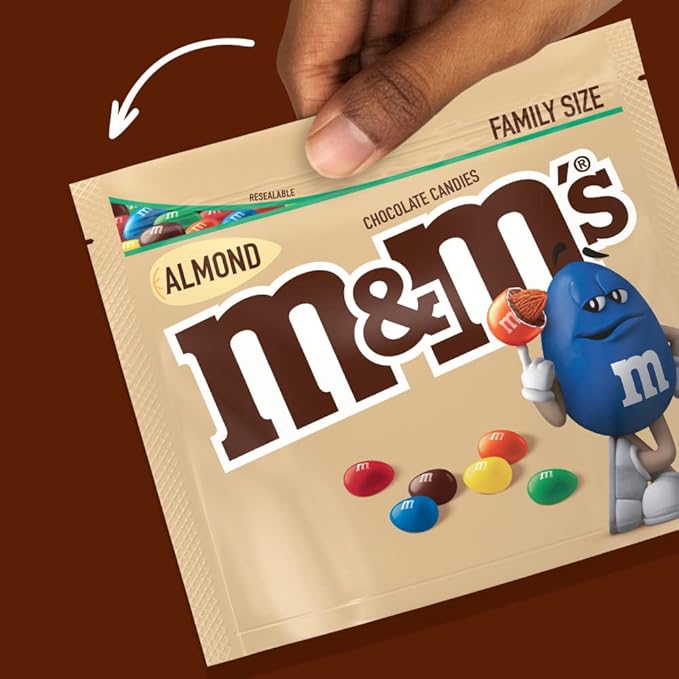 M&ampM’S Almond Milk Chocolate Candy Sharing Size 8.6 Ounce Chocolate Candy Bulk Pack of 8