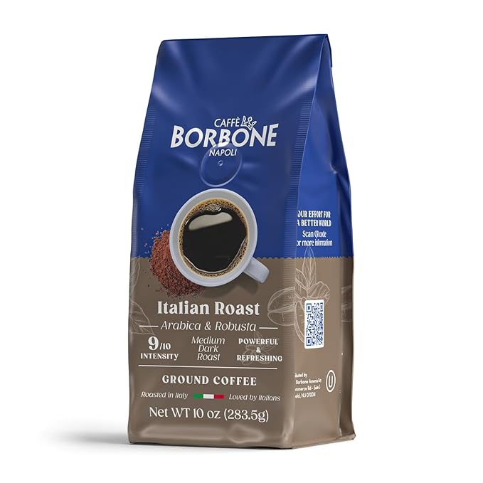 Caffè Borbone Italian Roast Blend Medium Roast Ground Coffee 10 oz bag (6 Pack)
