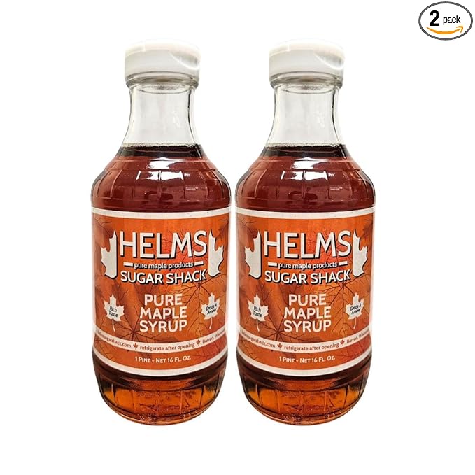 Helms Sugar Shack Pure Maple Syrup 1 Pint (16 fl oz) - Pack of 2