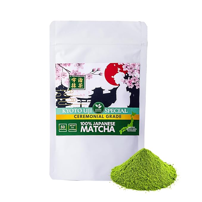 Nagomi Matcha Organic Superior Ceremonial Grade Matcha Green Tea Powder - 100% Authentic Japanese First Harvest from Uji Kyoto (100g / 3.53oz)