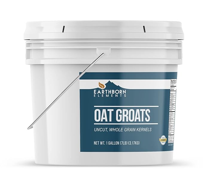 Earthborn Elements Quick Oats and Oat Groats Bundle 1 Gallon Bucket Each Fiber Breakfasts