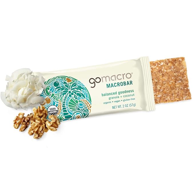 GoMacro MacroBar Organic Vegan Snack Bars - Granola + Coconut and Banana + Almond Butter (2.3 Ounce Bars 12 Count)