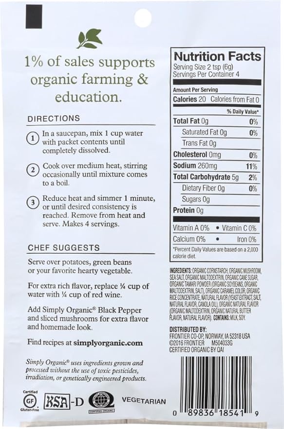Simply Organic Mushroom Sauce 24x 0.85OZ