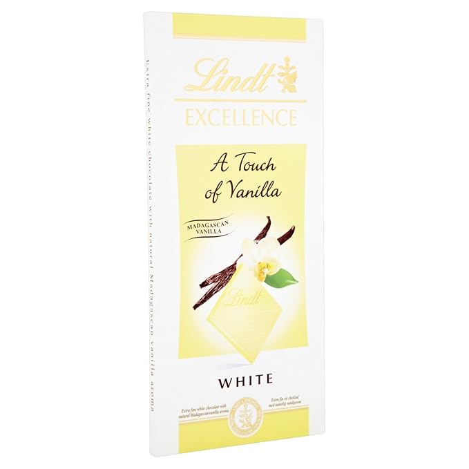 Lindt Excellence White a Touch of Vanilla Chocolate Bar 100 g (Pack of 4)