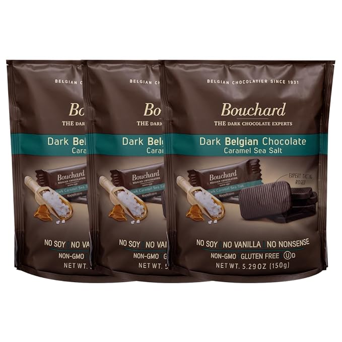 Bouchard Belgian Dark Chocolate with Caramel &amp Sea Salt (5.29 OZ / 150g) (Pack of 2)
