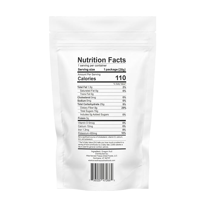 Wise Harvest Freeze-Dried Dragon Fruit – Five 1oz Packs | Single Ingredient Snack | 100% Real Fruit No Sugar Added Just Crunch | Healthy Vegan Gluten-Free Snack for Kids &amp Adults