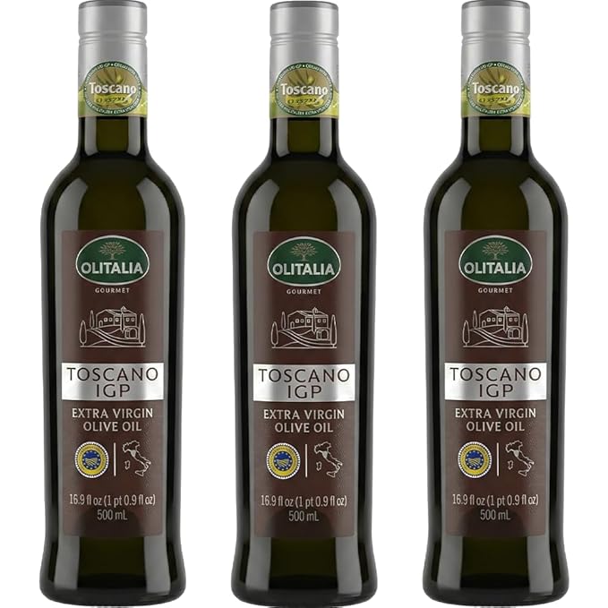 Olitalia Extra Virgin Olive Oil – Toscano IGP Italian Single Origin Limited Edition (3 Pack) – EVOO High in Polyfenol Cold Pressed Extracted and Bottled in Italy - ideal for Dressing.