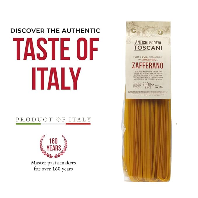 ANTICHI PODERI TOSCANI Handmade Flavored Pasta Saffron Linguine 8.8oz | Imported from Italy Pack of 2
