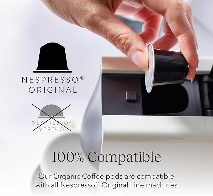 Cru Kafe Ristretto USDA Organic Espresso Coffee Capsules (100 Pods) Fairtrade Coffee Pods Compatible with Nespresso Original Line and Pixie Machines