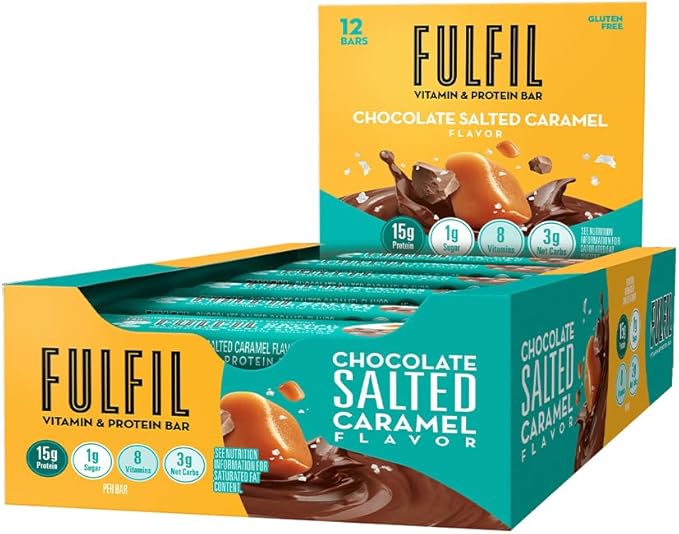 FULFIL Vitamin Protein Bars Chocolate Salted Caramel 12 Count and Pure Protein Bars Chocolate Peanut Caramel 12 Count