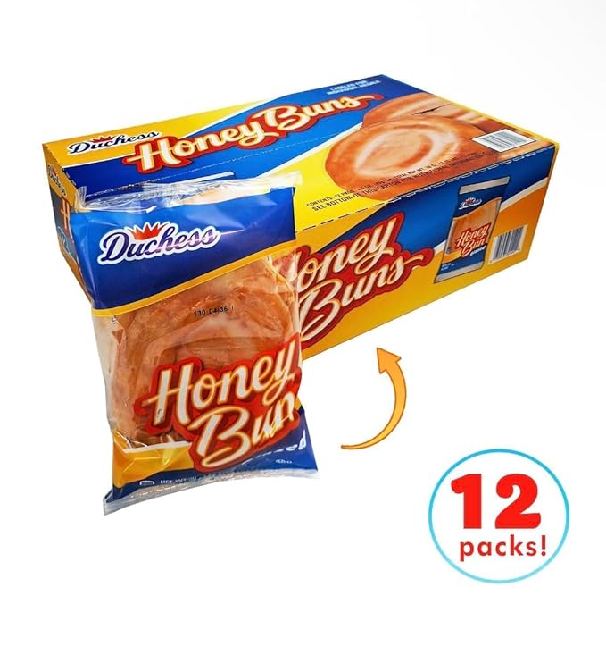 Honey Buns – 3oz Individually Wrapped Pastries (12 Count Box) | Sweet Glazed Snack Cakes | Soft Moist &amp Delicious Breakfast Treats or On-the-Go Snack.
