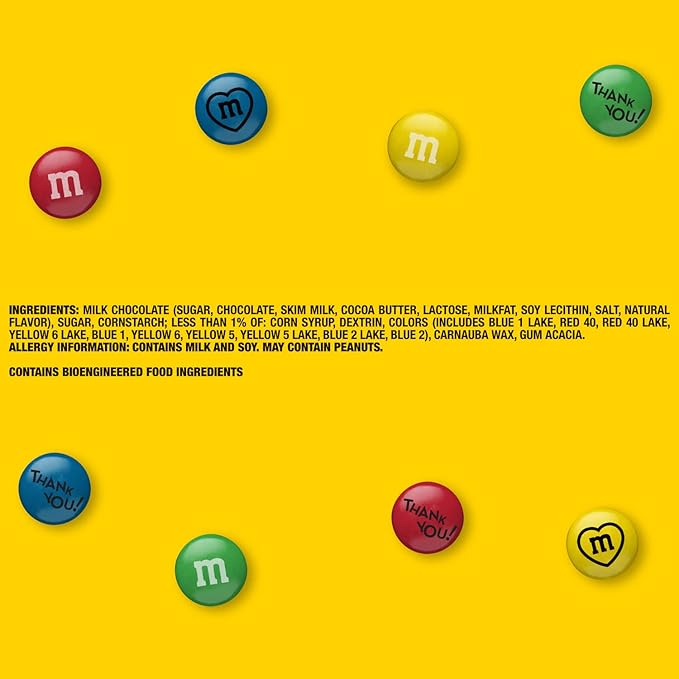 M&ampM'S Pre-Designed Thank You Milk Chocolate Candy 2lbs with Printed Thank You Themed Graphics Bulk Candy for Gifts Parties Appreciation