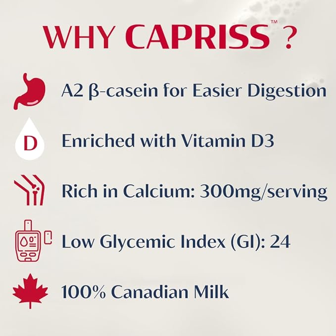 Capriss Whole Goat Milk Powder 22.5oz | Canadian Family Farm Sourced Vitamin D Enriched High Protein &amp Calcium A2 Milk Easy to Digest Gluten Free | No Antibiotics No rBST No Preservatives