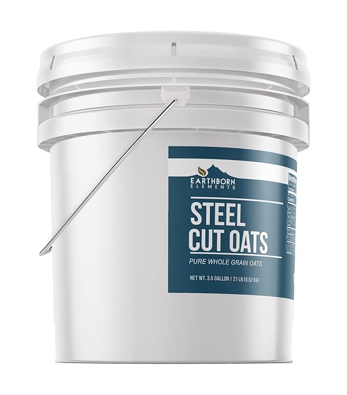 Earthborn Elements Steel Cut Oats 3.5 Gallon Bucket Also Called Irish Oatmeal Breakfast Resealable Bucket