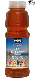 Langers Blue Zones Inspired Unsweetened Tea Bergamot Black Tea with Fruit Juice 15.2 Fl Oz (Pack of 12)