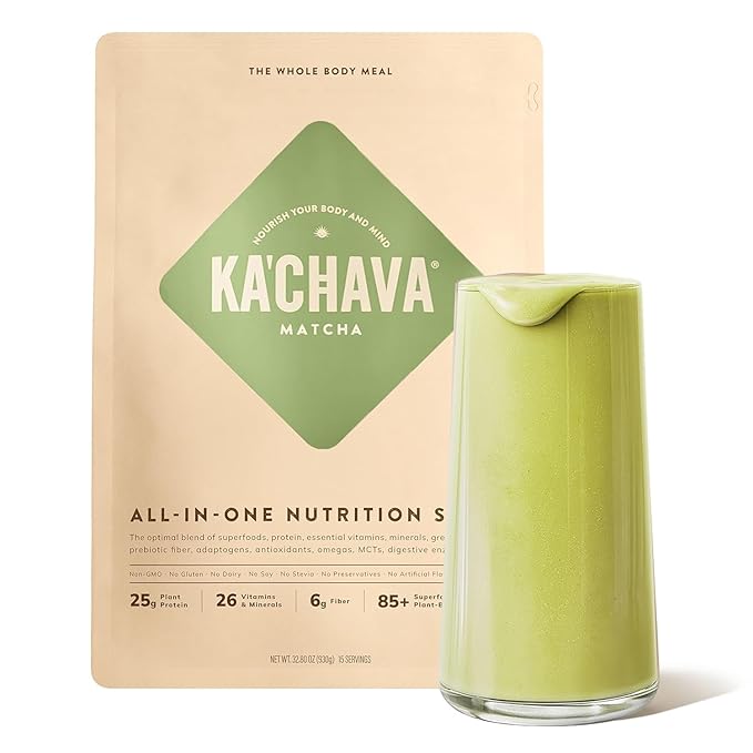 Ka’Chava Whole Body Meal Shake Matcha 2 lb – Vegan Protein Powder with 85+ Superfoods &amp Greens – Plant-Based Meal Replacement with Probiotics &amp Digestive Enzymes – Gluten &amp Dairy Free (15