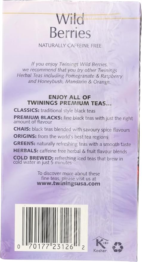 Twinings B25886 Twinings Herbal Wild Berries Tea - 6x20 Bag