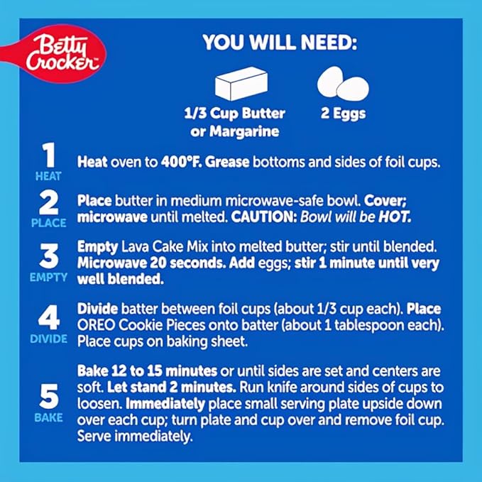 Betty Crocker Oreo Lava Cake Mix 8.3 oz (Pack of 4)
