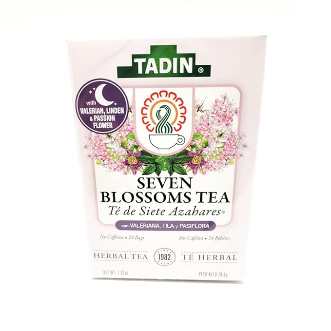Tadin Seven Blossoms Herbal Tea Blend. Improves Digestion. High in Antioxidants. 24 Bags. 1.01 oz. Pack of 6