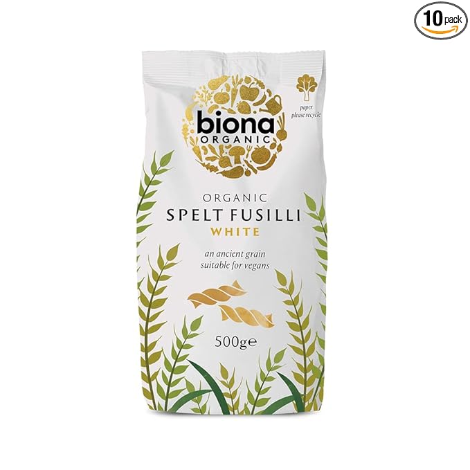 Biona Organic White Spelt Fusilli Pasta 500 g (Pack of 10)