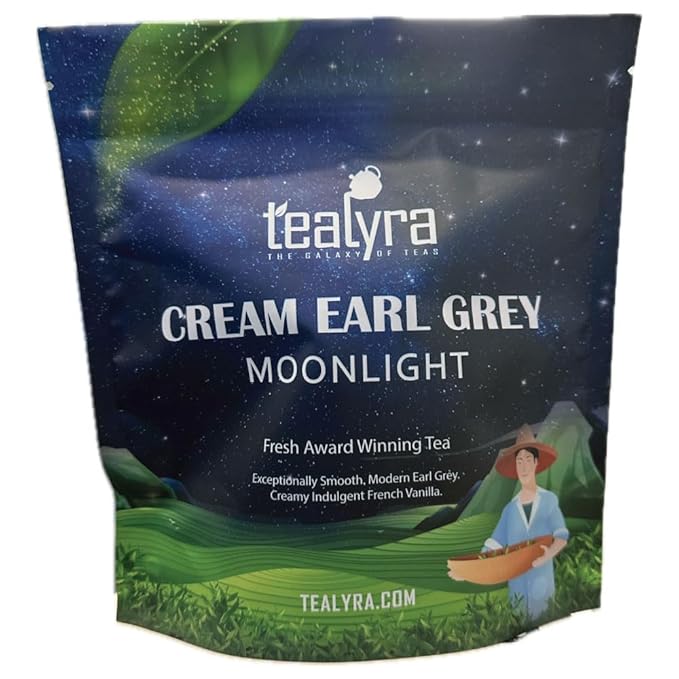 Tealyra - Cream Earl Grey Moonlight - Luxurious Loose Leaf Black Tea - Citrusy Bergamot with French Vanilla - All Natural Medium Caffeine 200g (7-ounce)