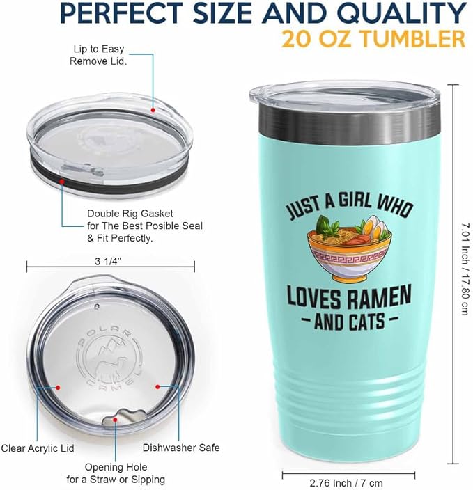 Ramen Lover Purple Edition Tumbler 20oz - Just a girl who loves - Food Lovers chicken pumpkin vegan pantry spicy noodles