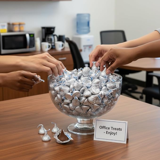 Bulk Kisses Milk Chocolate Candy - 200 Silver Kisses Chocolate Individually Wrapped - Chocolate Kisses Candy Bulk - Bulk Chocolate for Weddings Party Favors Candy Buffets &amp Office Treats - 2 Po