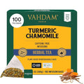 VAHDAM Turmeric Chamomile Tea Bags (100 Herbal Tea Bags) Caffeine Free100% Pure Herbal Tisane - Warm Earthy &amp Floral | Infused With Chamomile Flowers | Resealable Ziplock Pouch