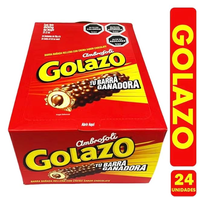 Ambrosoli Golazo Chocolate Cream Filled Candy Bars Red Box 24 Count 21.2 oz